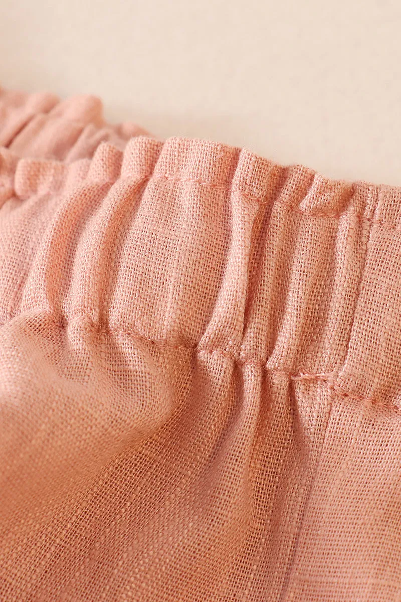 Peach linen girl shorts