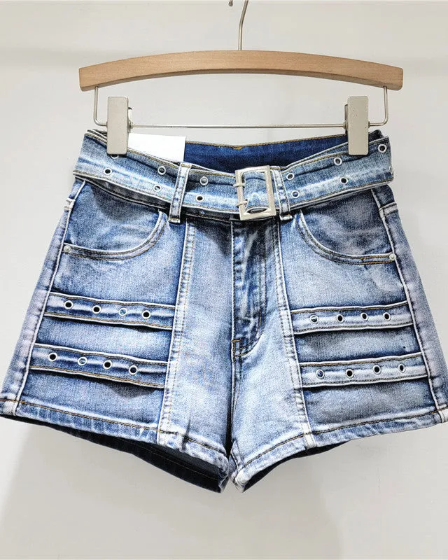 Retro High Waist Loose Stretch Denim Shorts