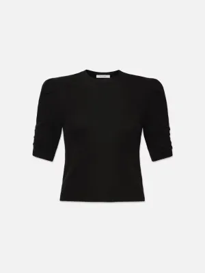 Ruched Sleeve Cashmere Sweater -- Noir