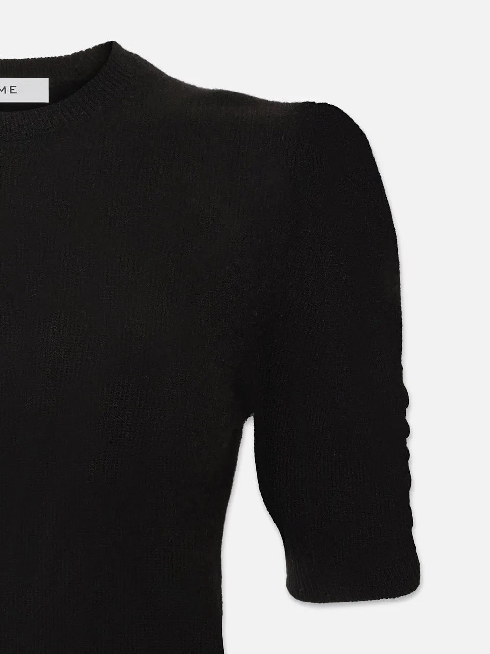 Ruched Sleeve Cashmere Sweater -- Noir