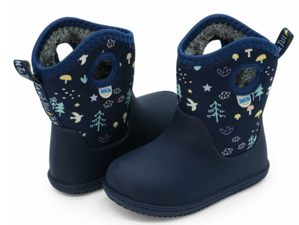 Size 10: Jan & Jul NAVY FOREST Birch Toasty-Dry Lite Winter Rain Boots NEW