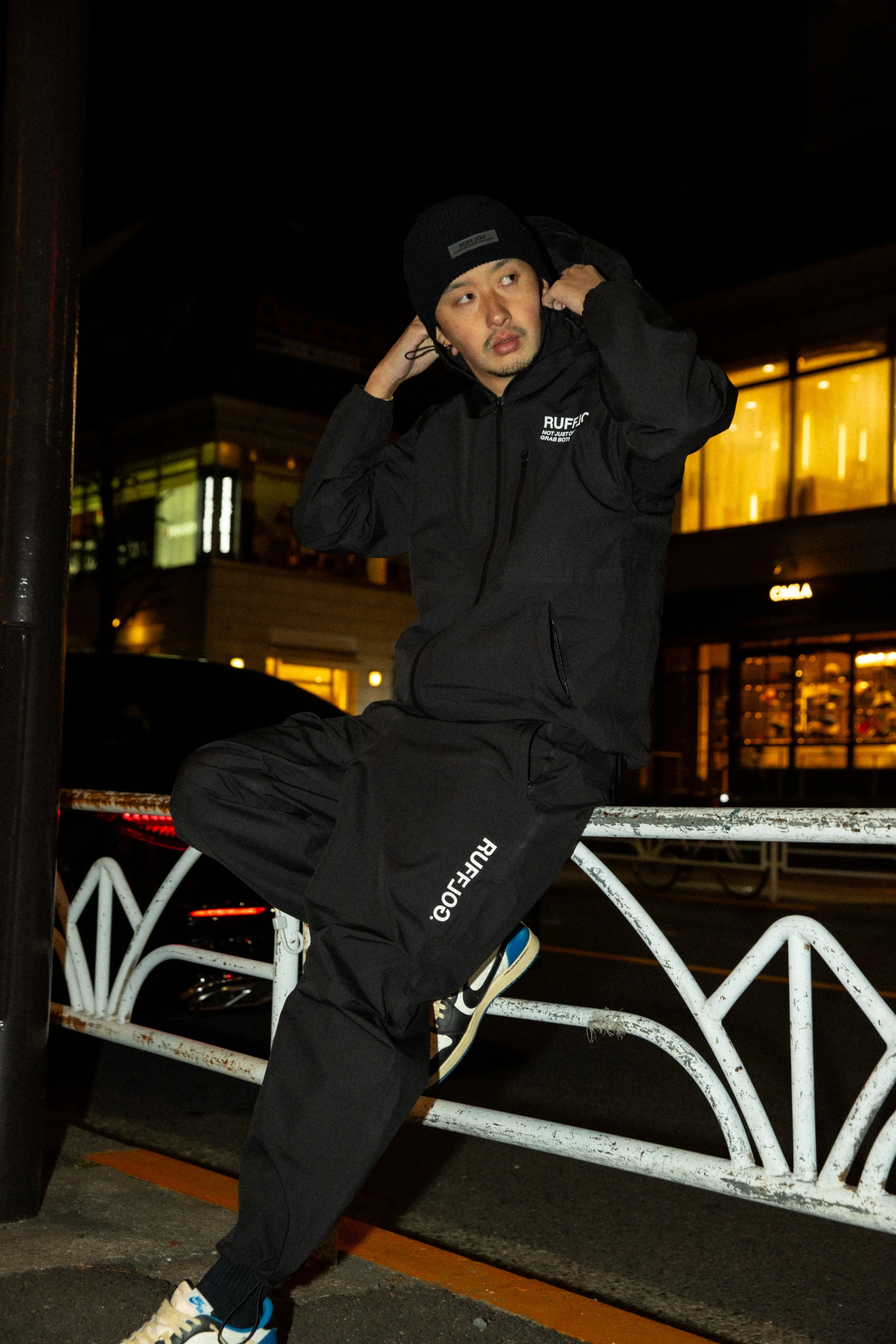 SQUARE LOGO WATERPROOF  PANTS BLACK