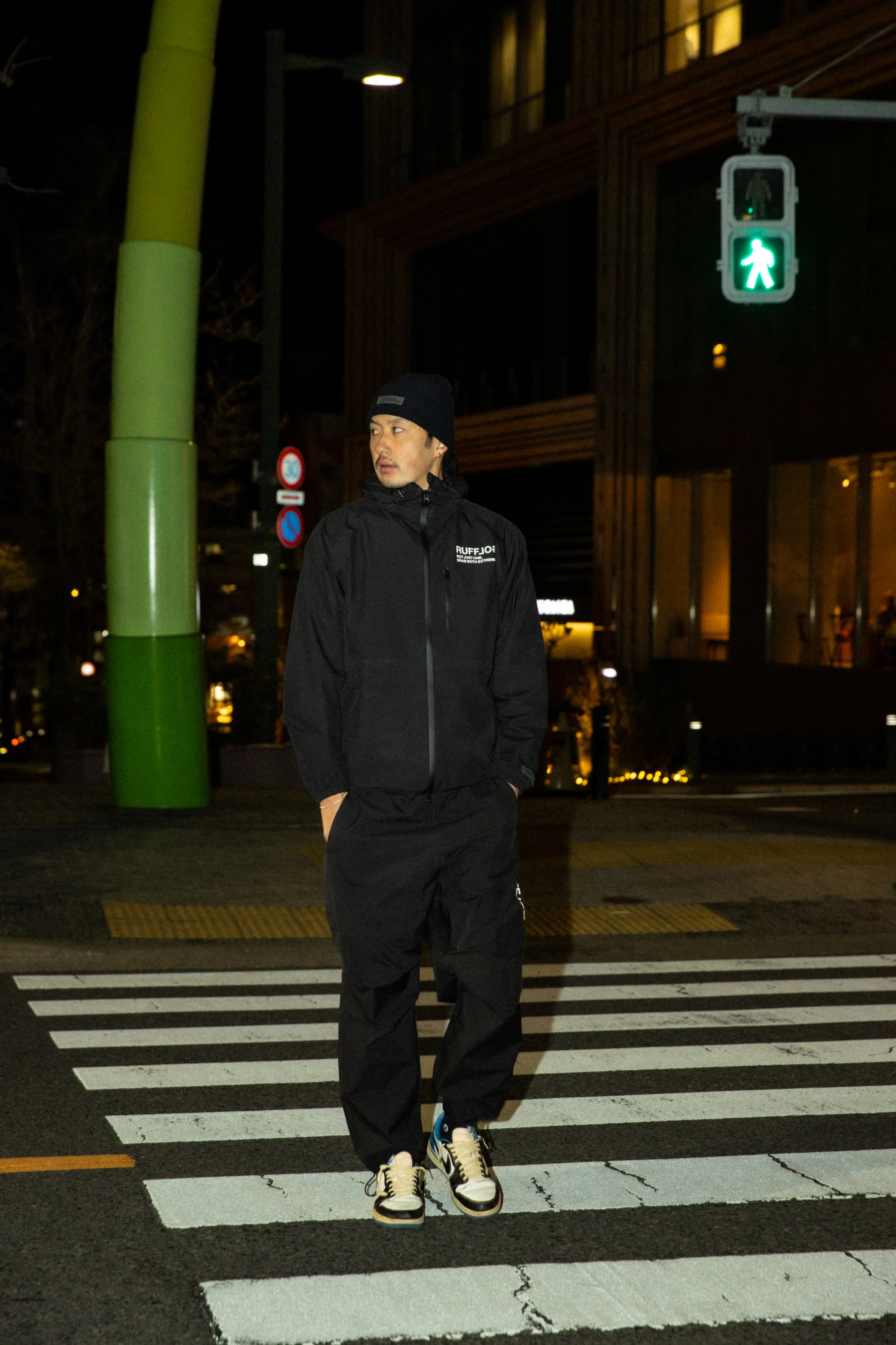 SQUARE LOGO WATERPROOF  PANTS BLACK