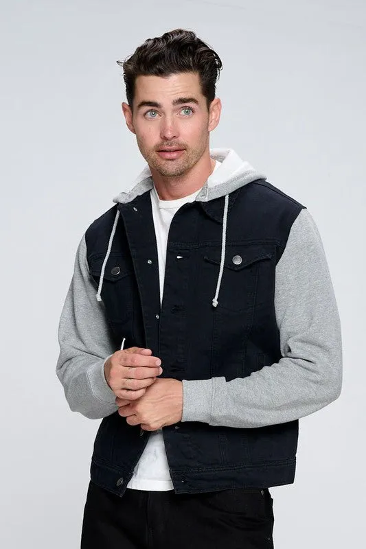 TEEK - Mens Black Denim Fleece Hoodie