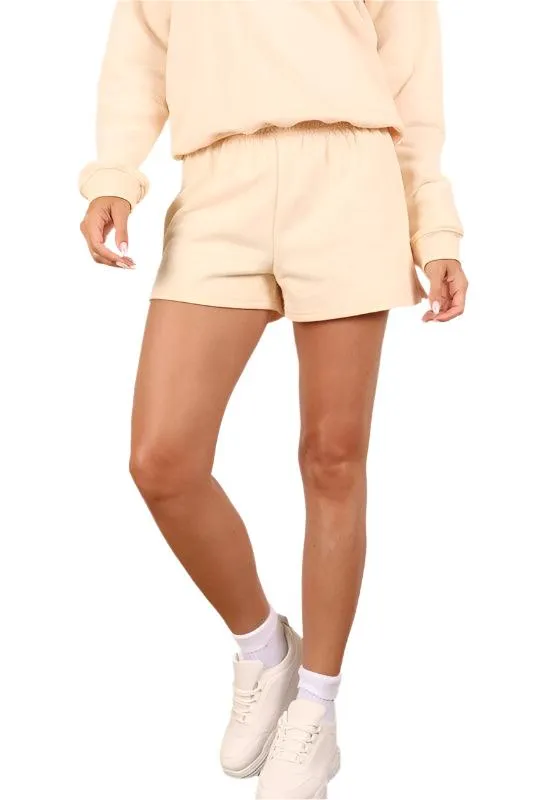 Travel Friendly Comfortable Cream Sweat Shorts