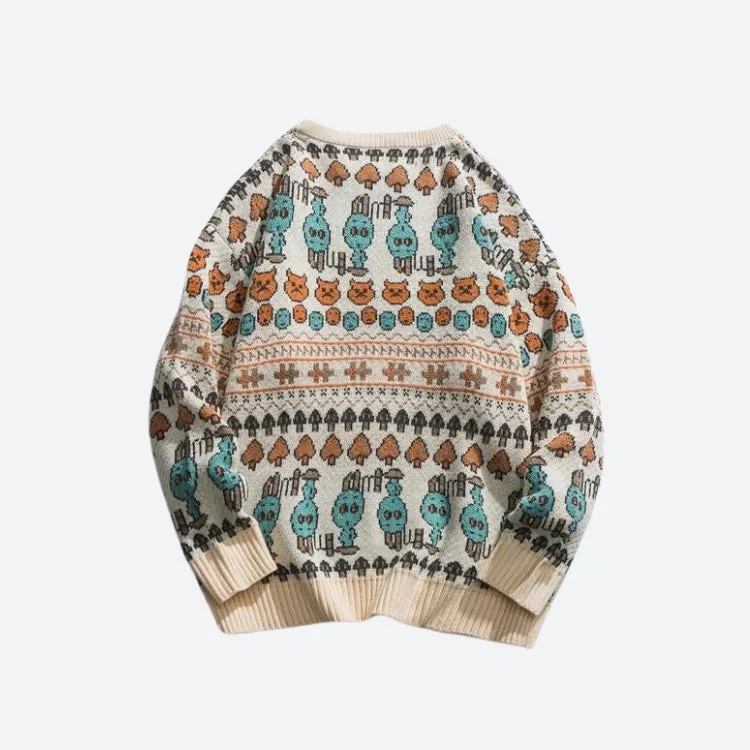 Vintage Animal Figures Knitted Sweater