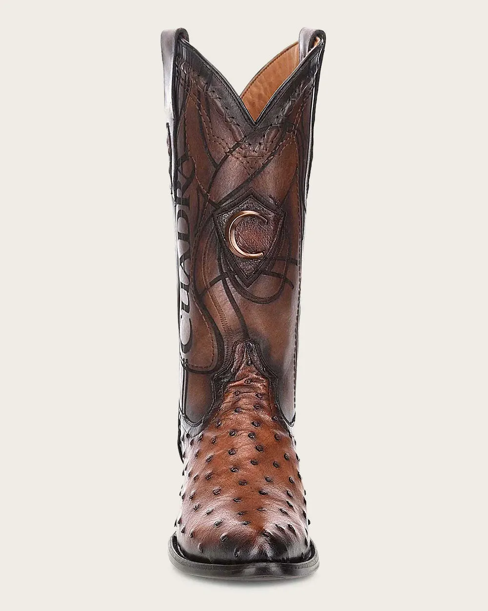 Western brown ostrich boot