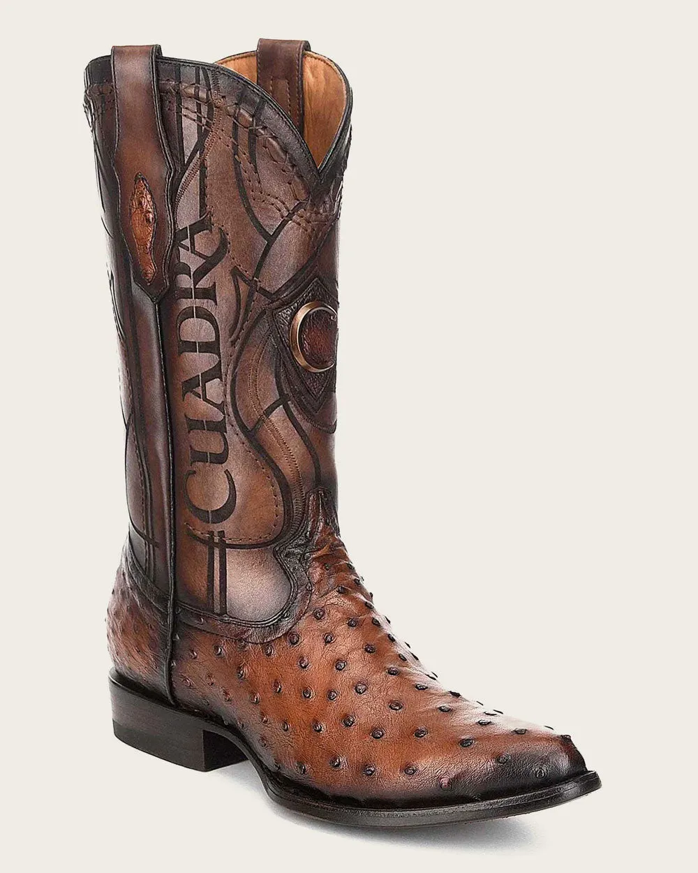 Western brown ostrich boot