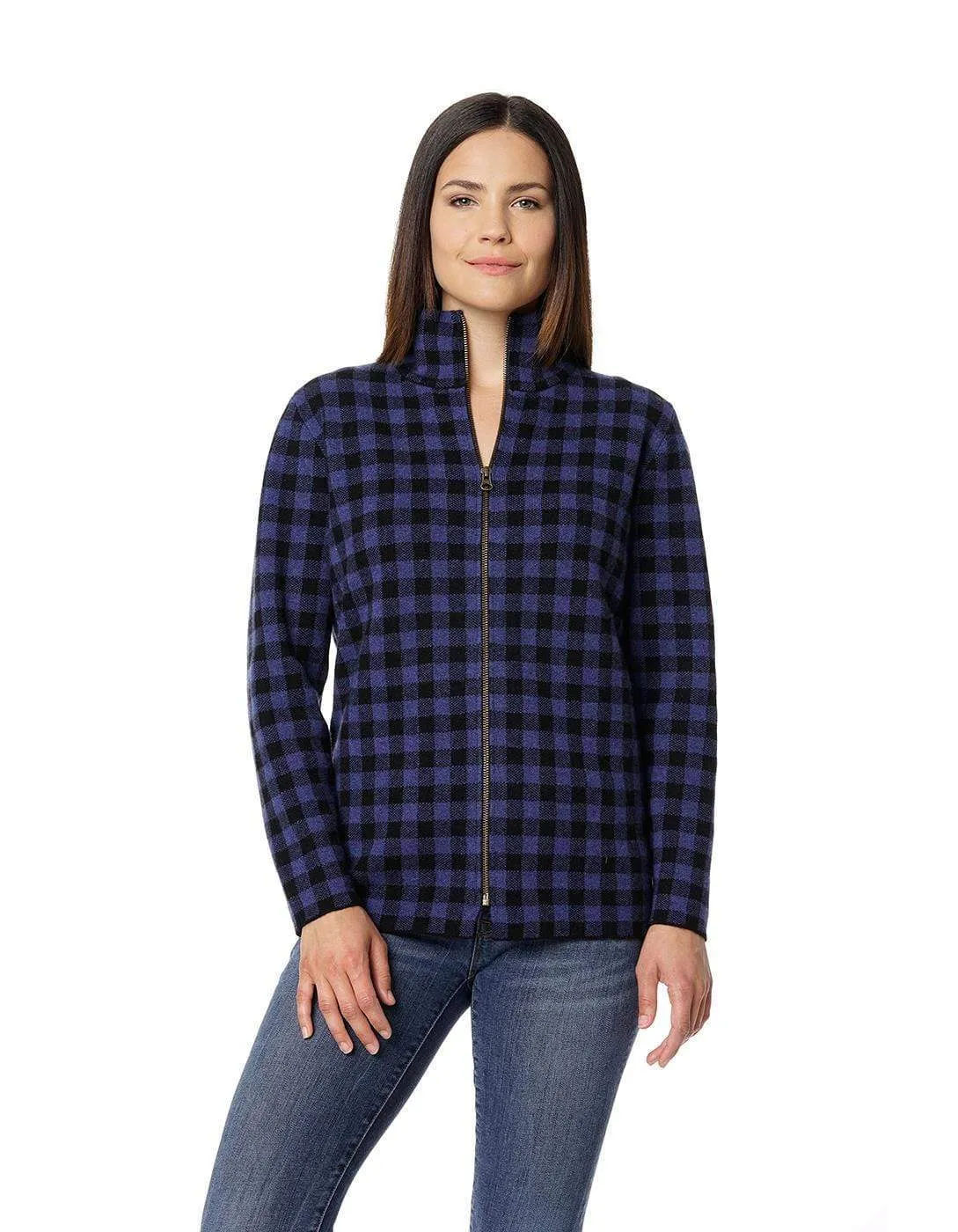 Women's Buffalo Plaid Logger Jacket Cashmere Sweater