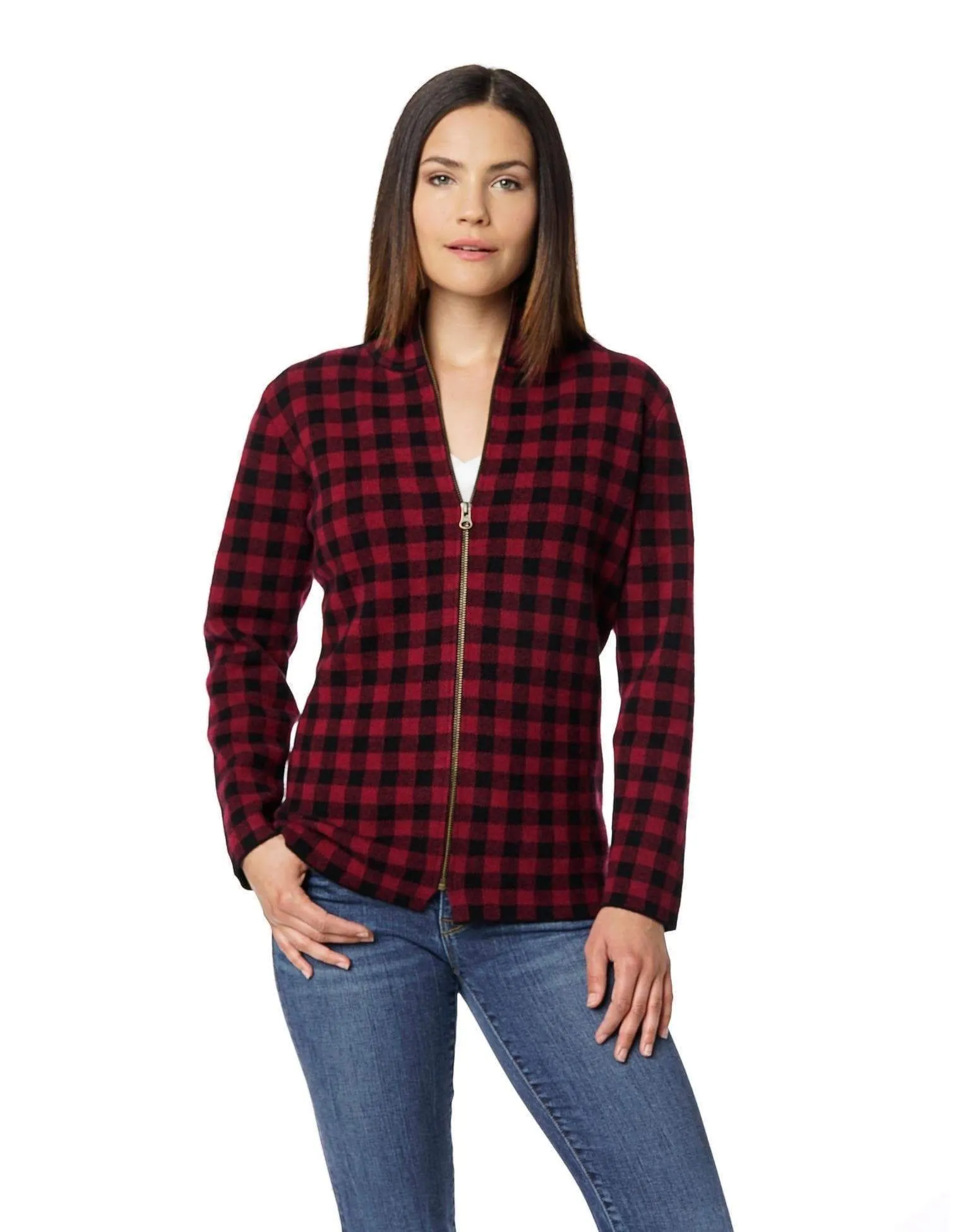 Women's Buffalo Plaid Logger Jacket Cashmere Sweater