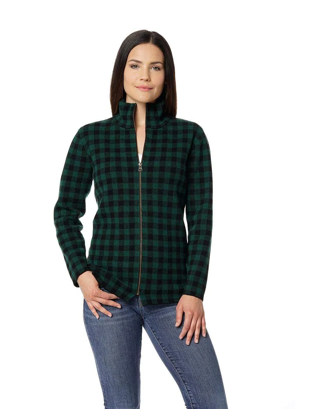 Women's Buffalo Plaid Logger Jacket Cashmere Sweater