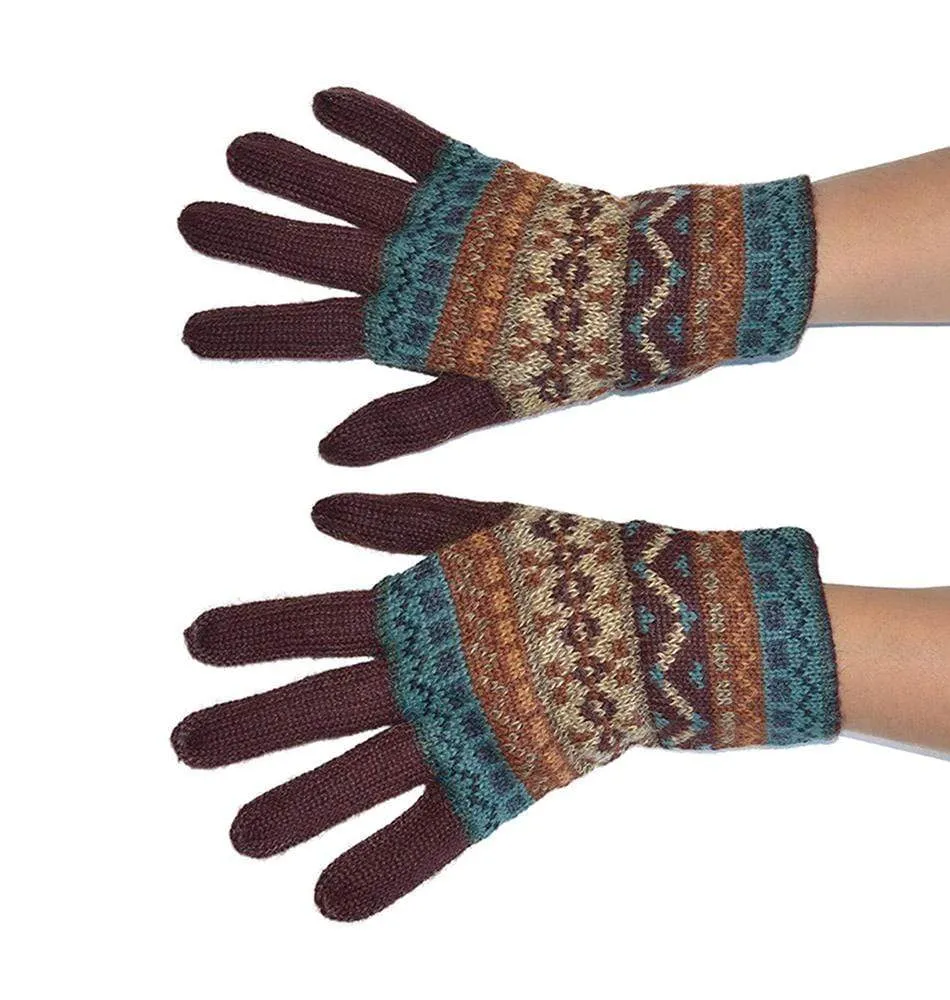 Women's Full-Fingered Alpaca Gloves for Winter