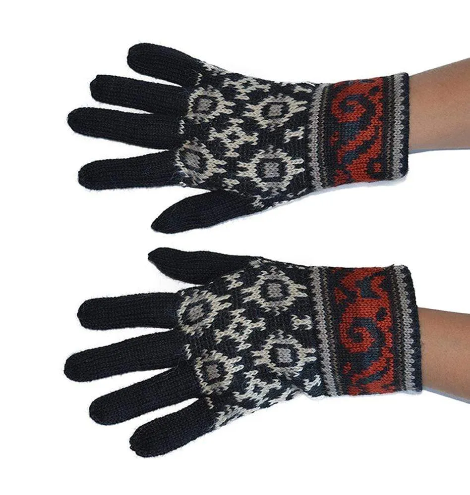 Women's Full-Fingered Alpaca Gloves for Winter