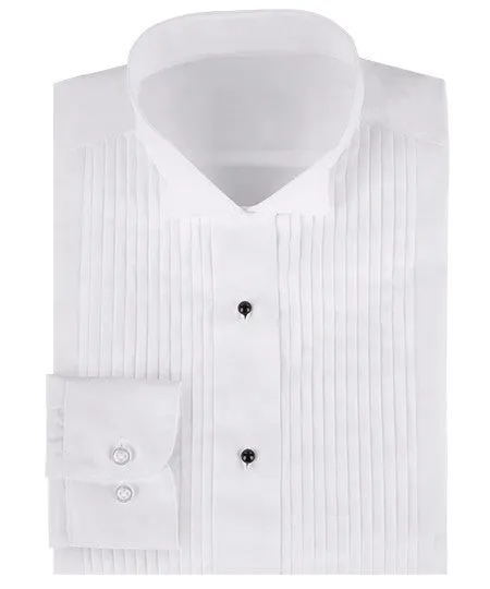 Women's Wing Collar Tuxedo Shirt - 1/4 Inch Pleats