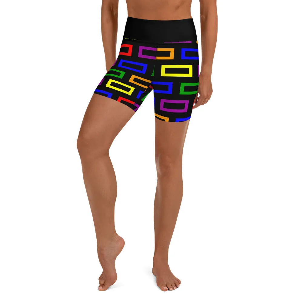 Yoga Shorts Colorful Blocks